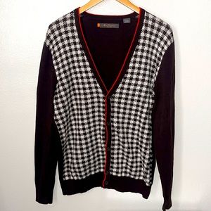 Ben Sherman brown & white button down sweater L